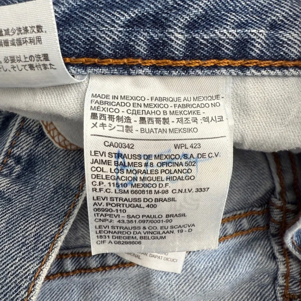 Levis 505 Regular Fit Straight Leg Jeans‎ Mens 42x30 Light Wash Blue Denim